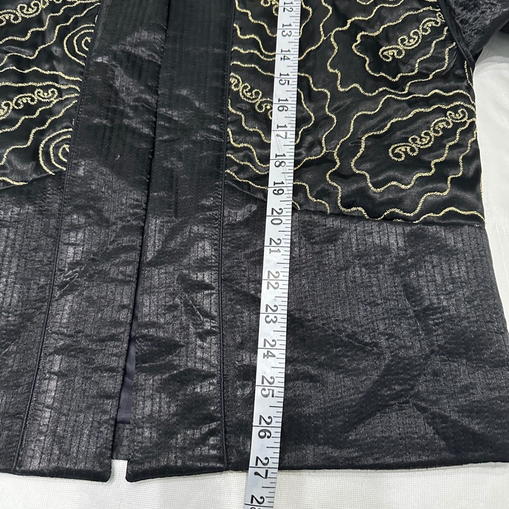 VTG Quilted Haori Jacket Padded Kimono Boho Art Metalic Gold Embroidery Womens M - Picture 10 of 13
